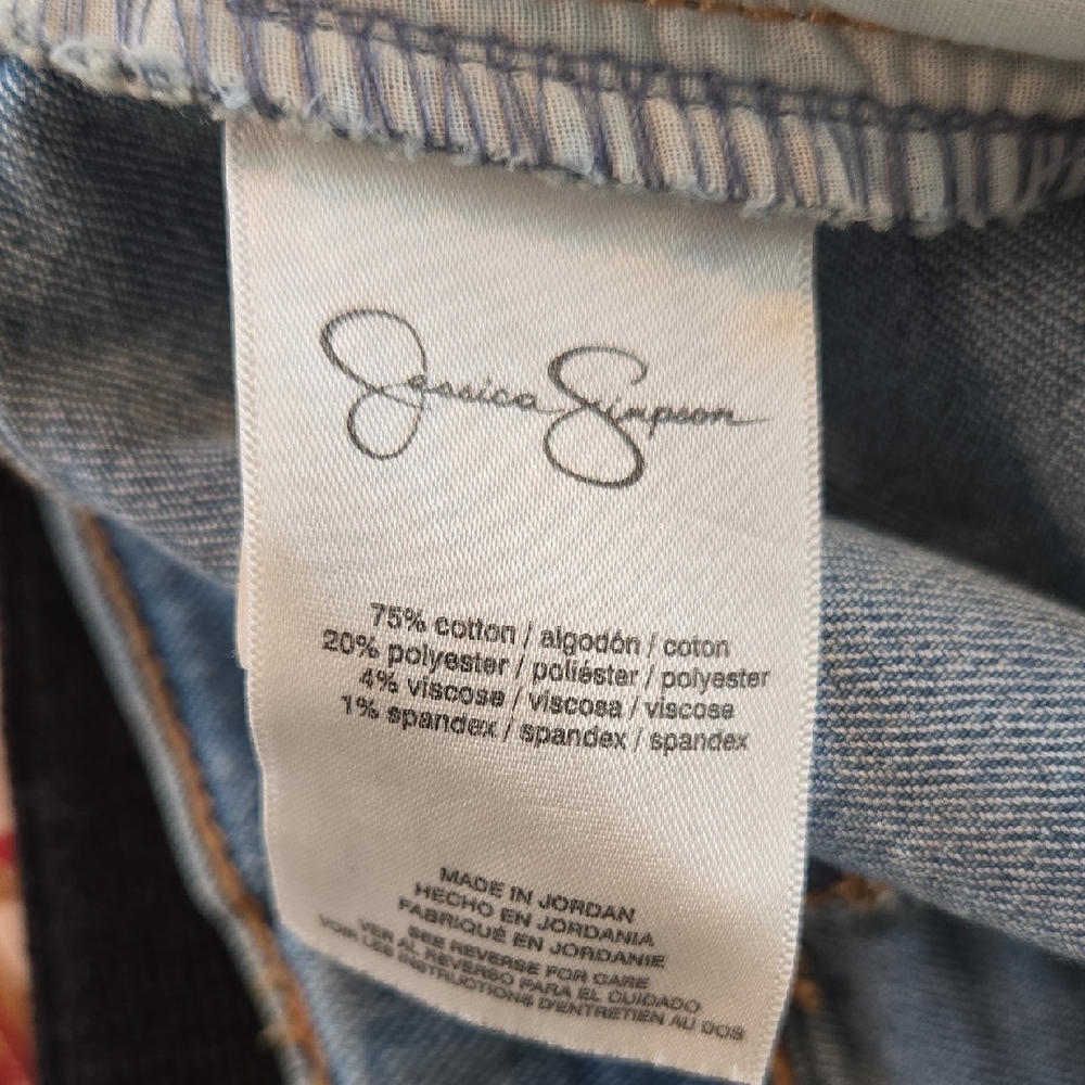 Jessica Simpson A-Line Horizontal Paneled Midi Denim Blue Skirt Size 6 - Picture 7 of 7